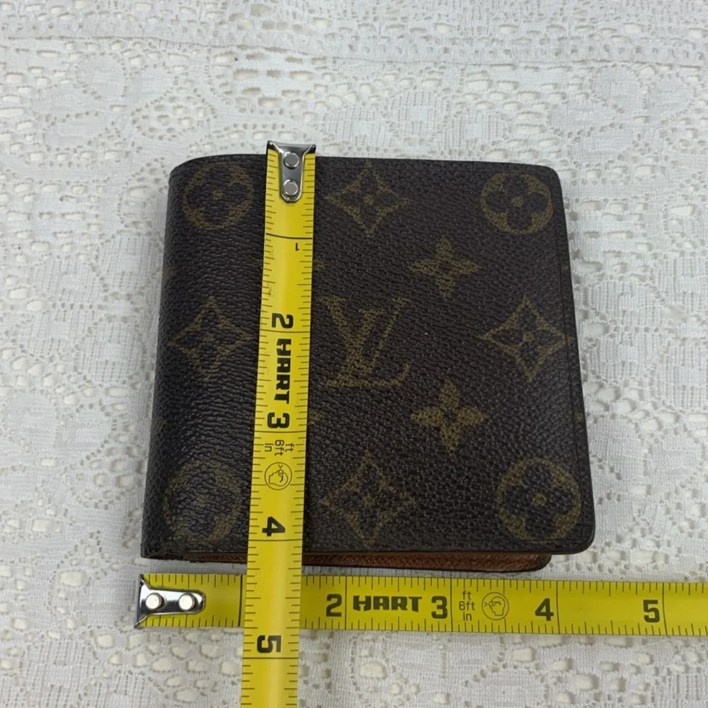 Louis Vuitton Vintage Leather Logo Bifold Wallet Brown Authenticity Certified